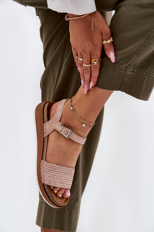 Women's Sandals With Braiding On Strap Pink Inblu GS000050