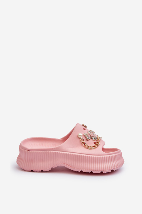 Klapki Piankowe Damskie Ozdoby Różowe Afariana M320