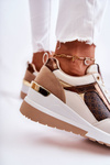 Women's Leather Sport Shoes On A Wedge White-Brown Catrine