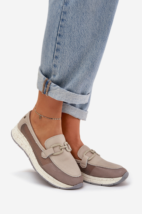 Ladies Leather Moccasins D&A TW210 Gray