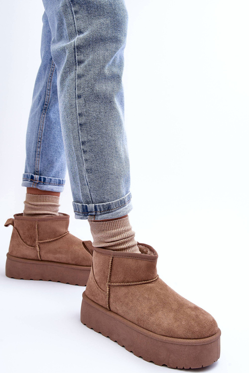 Suede Snow Boots On Platform Dark Beige Corcoran