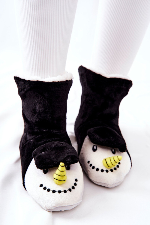 Christmas Warming Slippers Snowman Black