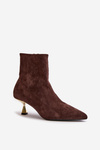 Women's Stiletto Boots Eco Suede With Pointed Toes Brown Irithare