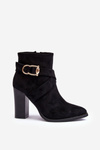 Leather Ankle Boots With Buckle On Heel Black Eftane