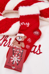 Christmas Children's Socks With Fur And Teddy Bear And Alpaca Wool Red