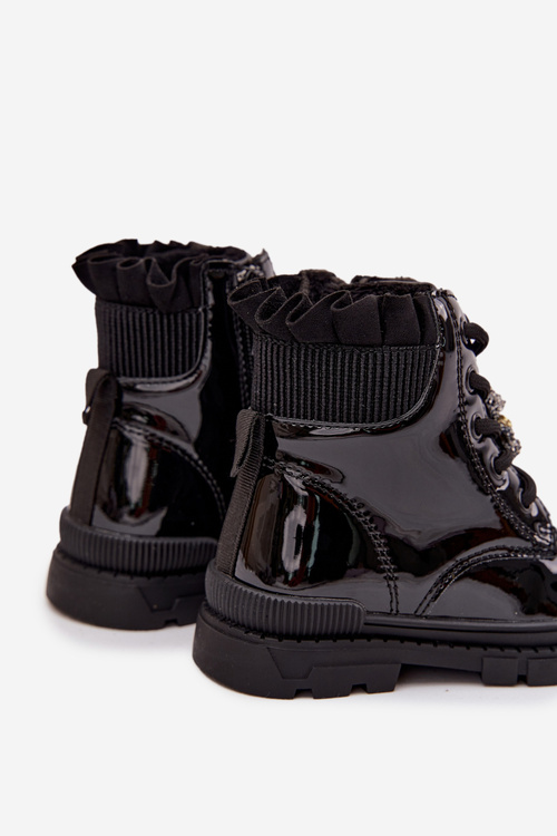 Girls' patent leather ankle boots with zipper black Felori