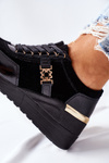 Women’s Leather Wedge Sneakers Black Montessori