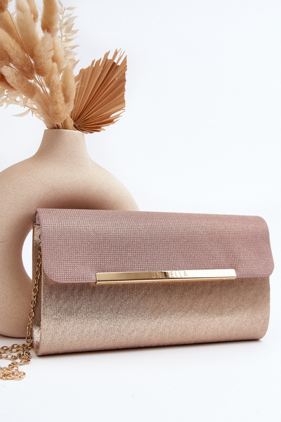 Envelope Clutch Bag with Chain Pink Gold Onelia