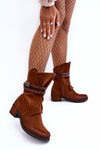 Women's Low Heel Boots With Straps Camel Thelereia