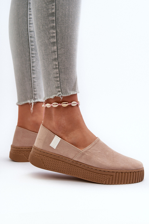 Women's Platform Sneakers NN276007 Memory Foam System Beige