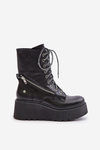 Leather Worker Ankle Boots On Platform And Wedge Maciejka 06676-01 Black