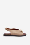 Women's Flat Heel Sandals with Beige Ornament Loraeleh