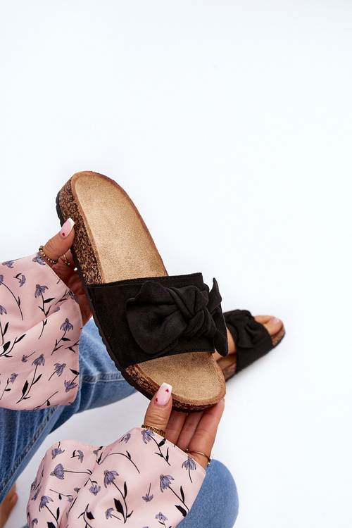 Women's Black Bow Slippers Ezephira