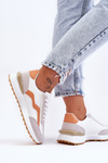 Women's Leather Sports Shoes White-Orange Somerio