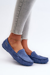 Women's Blue Perforated Moccasins Rasirna