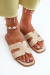 Women's Flat Slippers with Cutouts Beige Fiviama