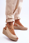 Suede Wedge Sandals Beige Elsie