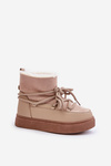 Women's Snow Boots On Platform Insulated With Fur Beige Aziara