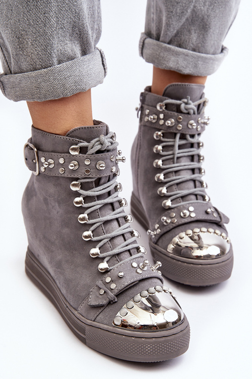 Women's Insulated Wedge Boots With Jets Suede Black Lu Boo