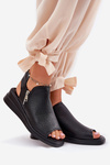 Ladies Wedge Sandals Black Mevinette