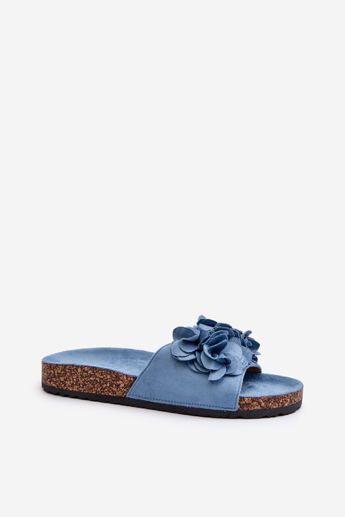 Women's Blue Suede Cork Platform Sandals Jaihini