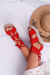Women's Platform Sandals Suede Red Ergola