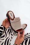 Ladies Wedge Sandals With Decorative Strap Beige Teriwes