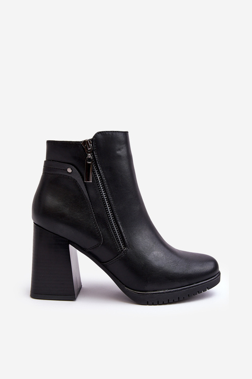 Women's Heeled Boots with Zippers Black Ryelle