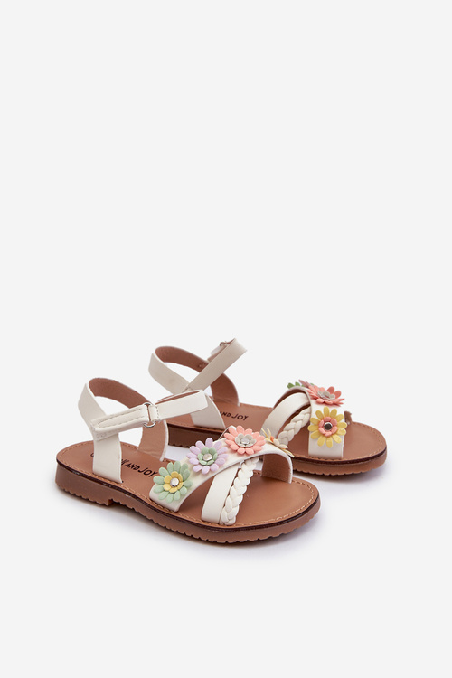 Children's Sandals with Velcro Closure with Flowers White Nestalee
