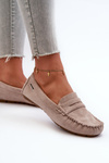 Women's Beige Faux Suede Loafers Rerceria
