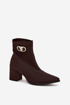 Women's Heeled Boots with Golden Detail Chocolate Zazoo 3128
