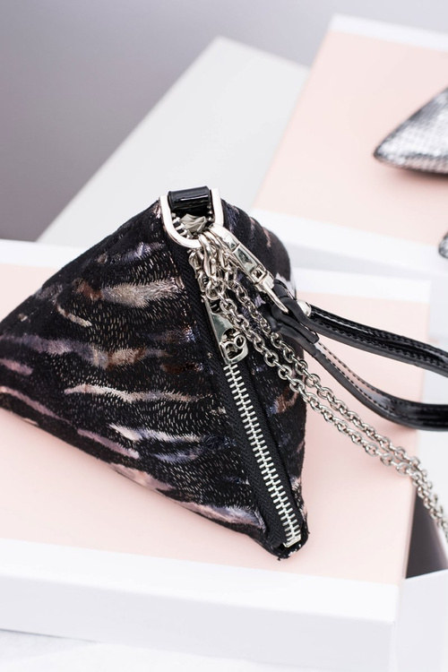 Women's Pyramid Handbag Grey Black Nobo