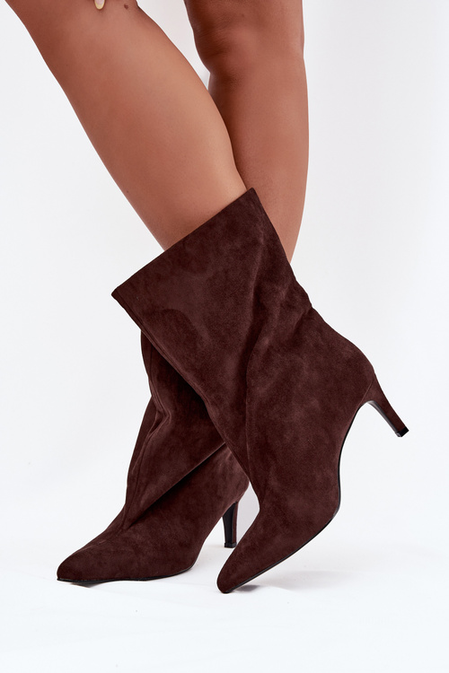 Slip-on Women's Ankle Boots with Heel Chocolate Solvienne