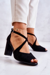 Suede Sandals On A Bar Black Lorita 