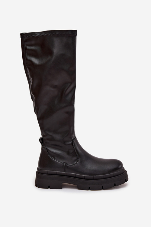 Women s platform boots made of eco leather black Marivelle