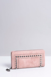 Large Ladies Pink Wallet with Studs
