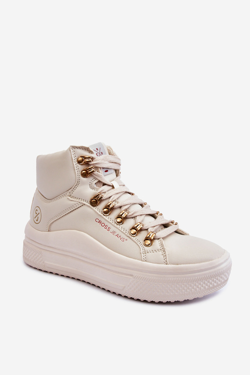 Trampki Damskie Wysokie Cross Jeans Beżowe KK2R4027C