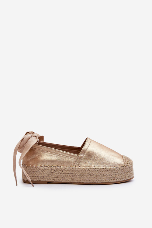 Women's Lace-Up Espadrilles on Platform with Woven Gold Tailesse