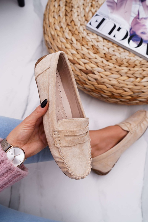 Women's Beige Suede Bolero Moccasins