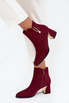 Women's heeled ankle boots with gold details Bordeaux Kalivra