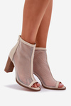 Heeled Sandals With Shaft Beige Taniffia