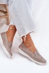 Suede Slip-on Shoes Beige-Gold Inez