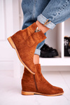 Women's Ankle Boots Hidden Wedge Suede Camel Vanya