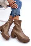Leather Boots On Low Heel Dark Beige Lemar Volavola