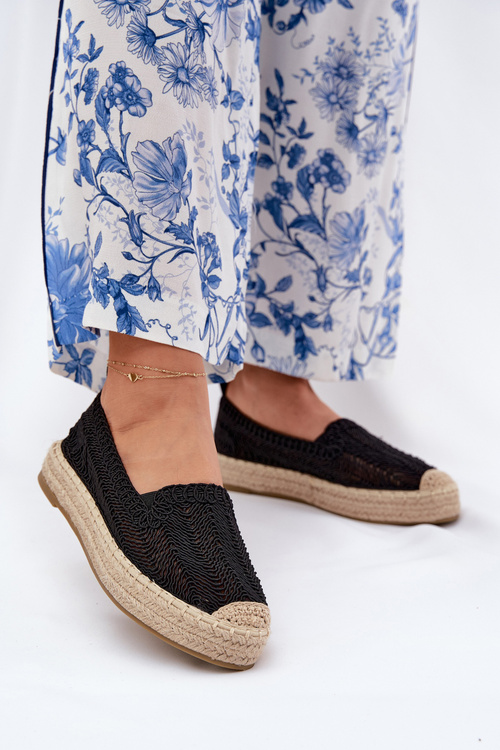 Espadryle Damskie Na Platformie Czarne Vinceza 17392