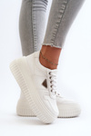 Women's Sneakers Made of Eco Leather on Chunky Platform White Chrisstin