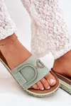 Women's Platform Slippers With Decoration Green Daphira