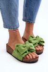Women's Cork Platform Sandals with Bow Green Tarena