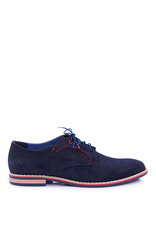Men's Bednarek Elegant Nubuck Leather Shoes Navy Blue Pietro
