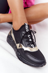 Leather Wedge Sneakers S.Barski Black-Gold